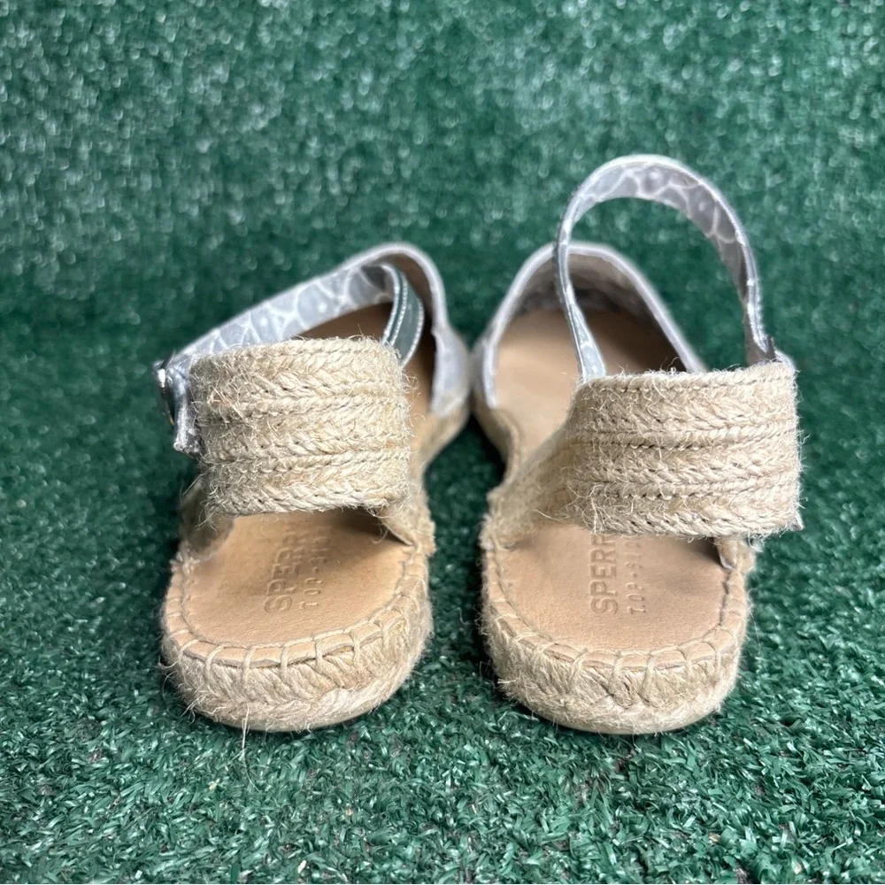 NEW SPERRY TOP SIDER HOPE TAN / SILVER WOMEN ESPADRILLE SANDAL‎ SHOES SZ 11 M